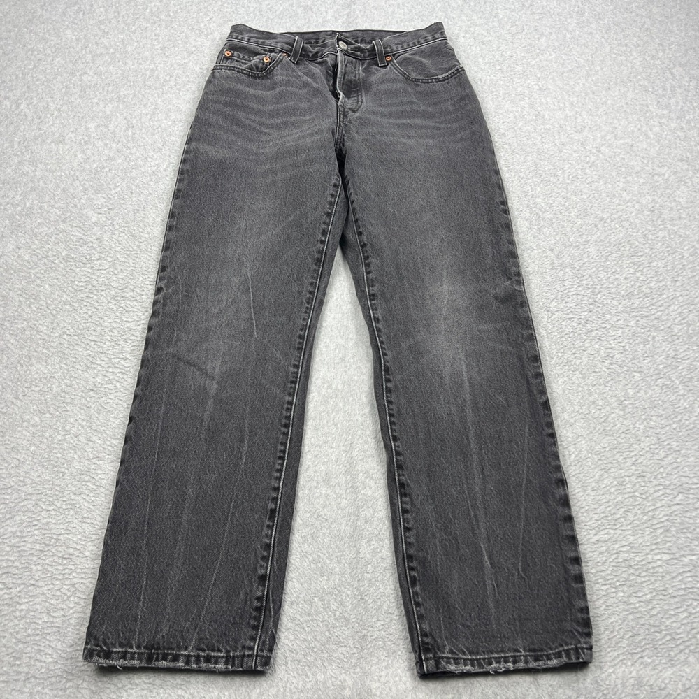 Levis Premium 501 Jeans Womens 27 Gray Wash Original Straight Button Fly Denim